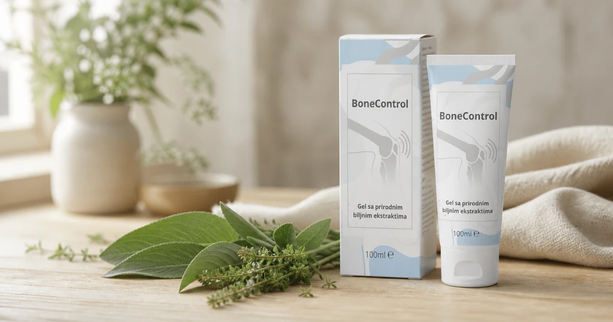 BoneControl gel za zglobove na bazi gaveza – pakovanje s biljkom gaveza